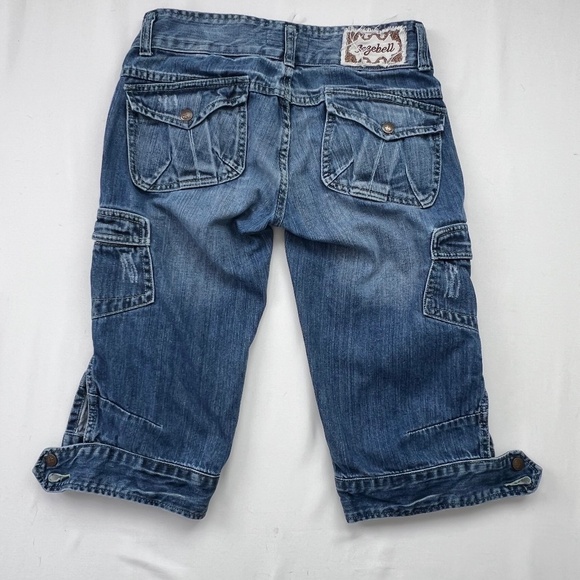 Jezebell Knee-Length Denim Shorts Sz 1 Y2k Punk Grunge 100% Cotton Metal Retro - Picture 4 of 15